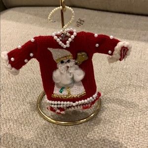 Ugly Sweater Knitted Christmas Ornament on Beaded Hanger